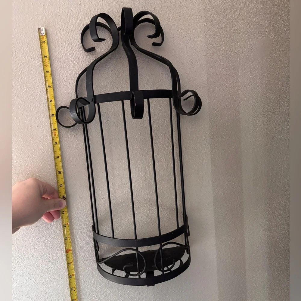 Gothic Black Wrought Iron Wall Sconce Scrolled RARE Vintage